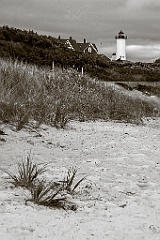 Nobska Light Near Beach in Massachusetts Sepia Tone